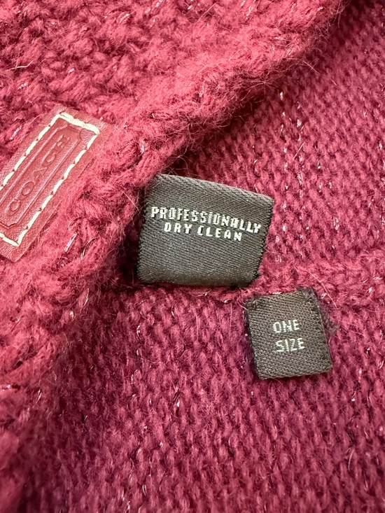 COACH Burgundy Knit Beanie Cashmere Rabbit Hair Wool Blend Sparkle Women OS - Picture 4 of 6